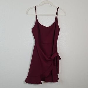 Lucy in the Sky Burgundy Wrap Mini Dress